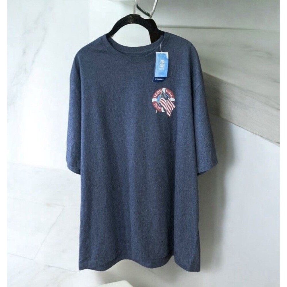 Men's 2XL Izod Shirt American Flag beach Lifeguard Chair 4th of July USA XXL NWT